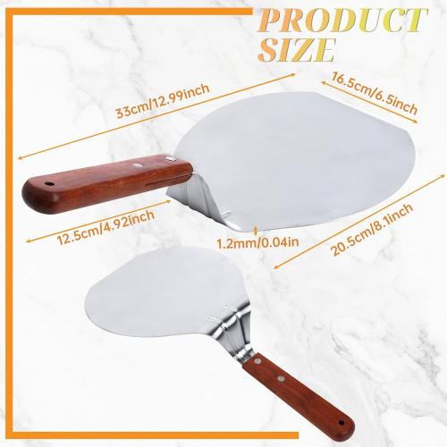 UTENEW Stainless Steel Pizza Spatula Peel Shovel Cake Lifter Wood Handle Plate Holder Baking Tool Baking Homemade Pizza 8Inch