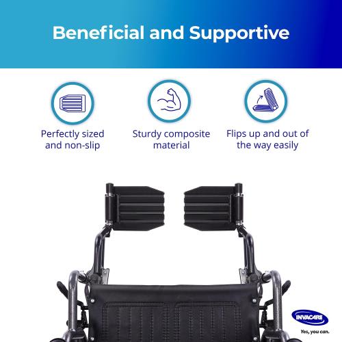 Invacare Wheelchair Legrest with Swing-Away Design, Adjustable Footrest Length and Flip-Up Composite Footplate, Easy-to-Install, Designed for Invacare Wheelchair