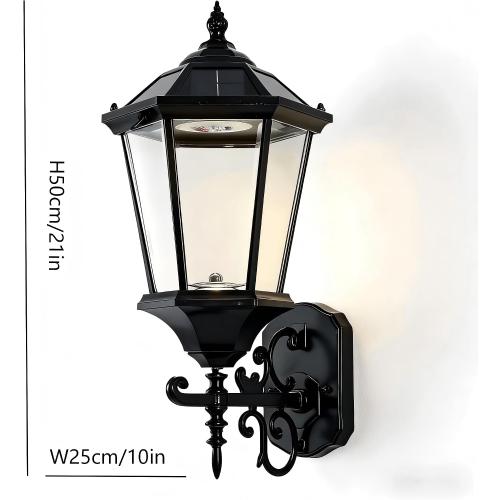 Fitsai Decorative Solar Wall Light Outdoor Lamp, Waterproof Dusk to Dawn Soalr Wall Lantern, LED Wall Mount Light Fixture, 21” Large, Aluminum Housing Plus Glass, Cool   Warm White(2 Pack)