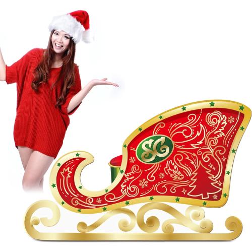Cardboard Santa Sleigh Stand up Christmas Cardboard Cutout Standup Santa's Sleigh Life Size Cardboard Cutout Standup for Christmas Party Decor