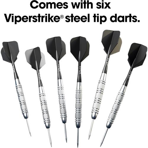 Viper by GLD Products Shot King Regulation Bristle Steel Tip Dartboard Set with Bullseye Metal Radial Spider Wire Compressed Sisal Board with Rotating Number Ring Includes 6 Darts Black