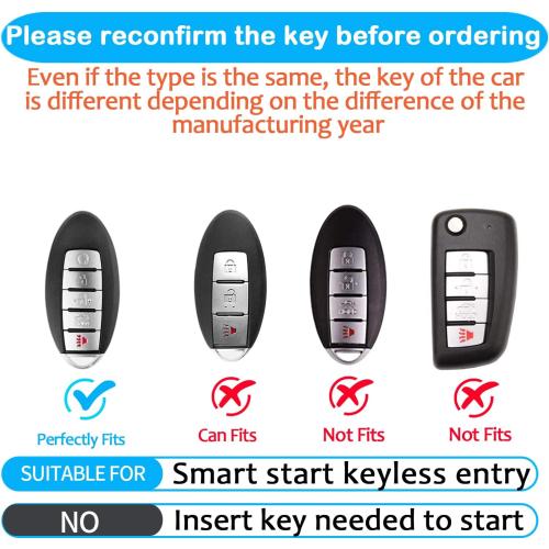 For Nissan Key Fob Cover Keychain Fit for Altima Maxima Rogue Armada Pathfinder Smart Key Shell Case (Black, 5 buttons)