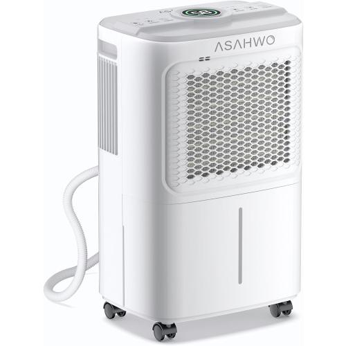 White and Grey 2500 Sq.Ft Dehumidifier for Basement Home, ASAHWo 34 Pints Dehumidifier with Drain Hose, Quiet Portable Dehumidifiers for Bathroom Large Room, Bedroom, Auto Defrost,Smart Humidity Control,24H Timer