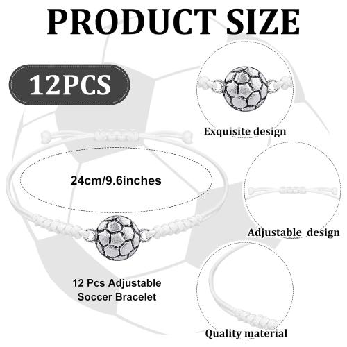 Sweetude 24 Pcs Soccer Gifts Bulk Adjustable Bracelet and Makeup Bag, White