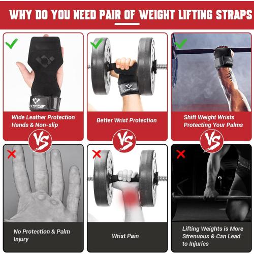 Weight Lifting Wrist Strap, Double-Layer Leather for Deadlift Powerlifting