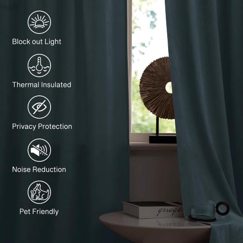 StangH Stone Blue Velvet Drapes 105 inches Elegant Room Darkening Drapes for Bedroom/Living Room, Heavy Soft Thermal Curtains Home Decor, W52 x L105, 2 Panels