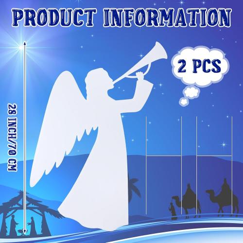 Soaoo 2 Pcs 28 Inch Outdoor Christmas Angel Yard Decorations Nativity Sets with Stake - White Xmas Nativity Decor for Garden, Home, Lawn, Pathway, Walkway
