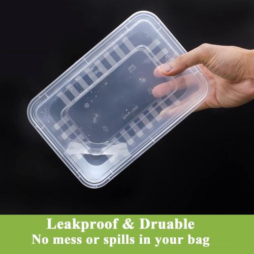 Set of 100  Size 24oz Disposable Food Containers, Meal Prep Food Reusable Plastic Bento Lunch Box with Lid, BPA Free, Microwave/Freezer/Dishwasher Safe Bento Soups Box