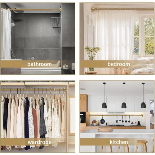 YNL Shower Curtain Rod 34-82 Inches (2.8-6.8ft) Adjustable Spring Shower Rod No Drilling, Non-Slip, Never Rust, Stainless Steel, Suitable for Bathroom Window Living room, Gold