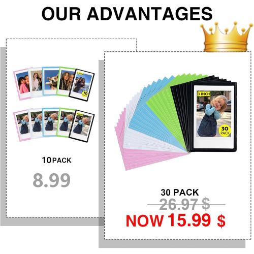 CAIYOULE 30 Pack Mini 3 Inch Magnetic Pocket Picture Frame