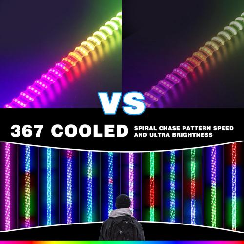 2PCS 3FT Whip Lights with Upgraded Spring Base, Spiral RGB Chasing Led Whip Lights for Side by Side, APP & Remote Control Music Led Whips with Rocker Switch for UTV ATV RZR SXS Can-Am