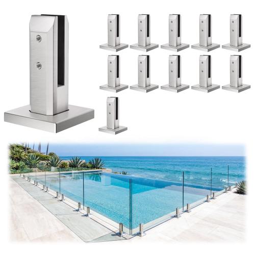 LukLoy 12 Pack Marine Grade SS2205 Glass Railing Spigot Heavy Duty | Frameless Glass Clamp Brushed, for Pool Fence, Balcony, Coastal / Inland Projects, Each NW 2.6lb - Level 3