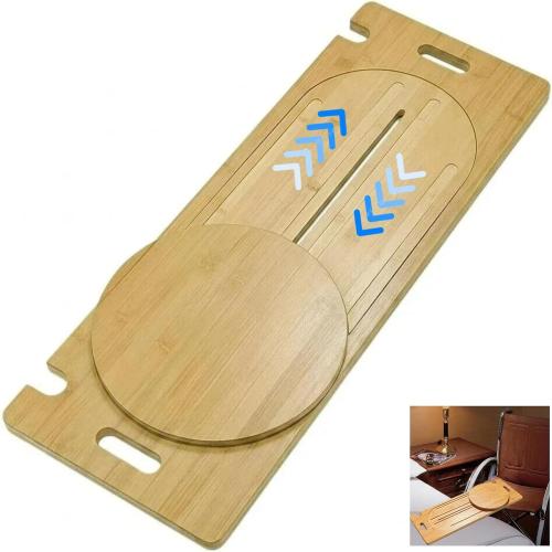 31.5 x 11 Slide Transfer Board with Track Pulley & Turntable - Heavy Duty Wooden Slide Board for Transferring Elderly & Disabled, Hold Up to 500LBS, Transfer to Wheelchair, Bed, Car