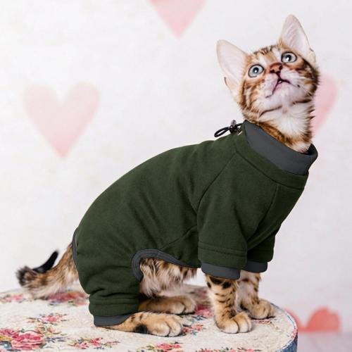 PUMYPOREITY Sticky Hair Cat Clothes, Prevent Hair Loss Cat Pajamas, Soft Cat Sweaters for Cats Only, Cat Hair Sticky Onesie, Cat Recovery Suit After Surgery, Green, S