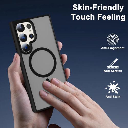 for Samsung Galaxy S23 Ultra Case [Compatible with MagSafe] Slim Translucent Hard Matte Back Phone Case Skin-Friendly Touch Shockproof Protective Cover for Samsung S23 Ultra 6.8, Black