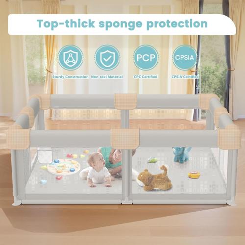 Baby Playpen Baby Playard, Play Pen for Babies and Toddlers with Gate, 50x50 Fence, Sturdy Safety Playpen, Indoor & Outdoor Kids Activity Center