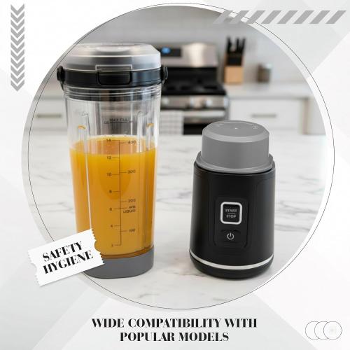 Portable Blender Blade Cover and Vessel Cap Compatible with Blast Portable Blender Bc100 Series and Bc151 Series, Replacement Accessories Lid Set, Plastic, Leak-proof Seal Dark Gray