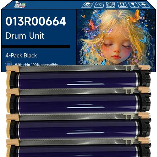 BLUE Compatible with Xerox 013R00664 013R00663 Drum Unit Work for Xerox Color 560 570 C60 550 Printers (4 Pack Black)
