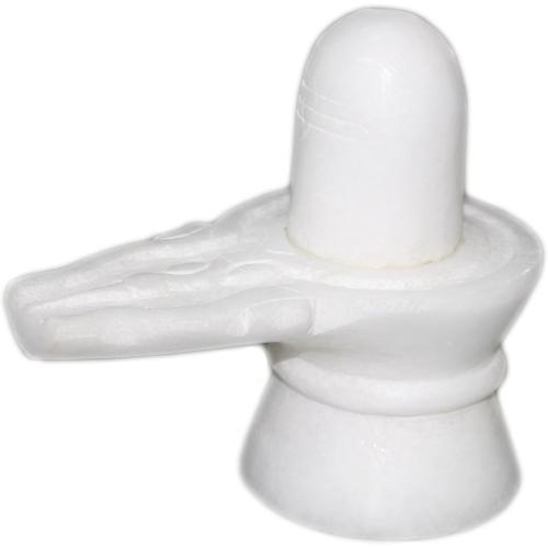 StonKraft Marble Shiva Lingam Shiv Ling Idol Murti Statue Adiyogi (White Lingam)