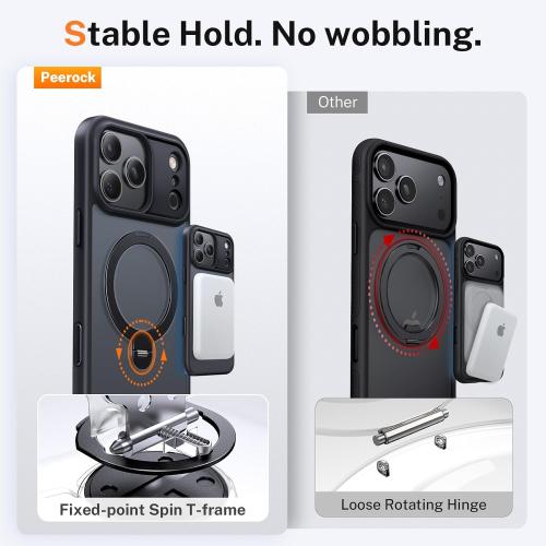 for iPhone 17 Pro Case: with 360° Spin Magnetic Stand, Camera Control Button, Fit for MagSafe, Military Drop Protection, Protective Slim Phone Cover for 17Pro with Ring Kickstand, 6.3, Black