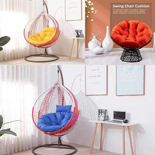 ZTGL 105-125 cm Round Swing Chair Cushion Replacement Egg Chair Cushion Thick Large Hanging Hammock Chair Seat Cushion with Adjustable Pillow, Washable Papasan Cushion,Gray,125x125 cm