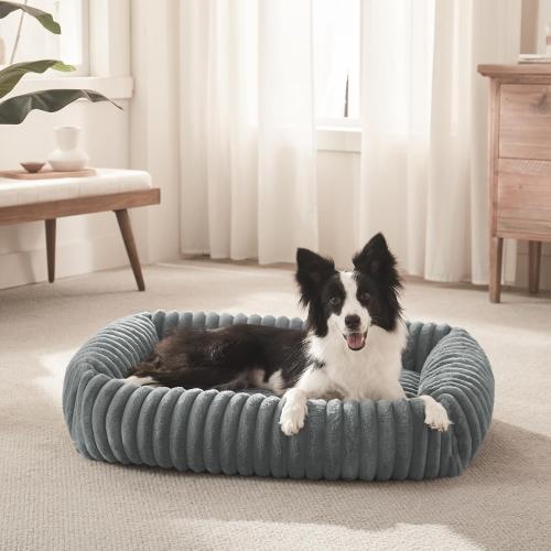 FURTIME Dog Bed for Small Dogs, Washable Orthopedic Dog Bed with Removable Cover, Rectangle Soft Calming Sleeping Puppy Bed Durable Pet Cuddler with Anti-Slip Bottom, Grey, S (20x19x6)