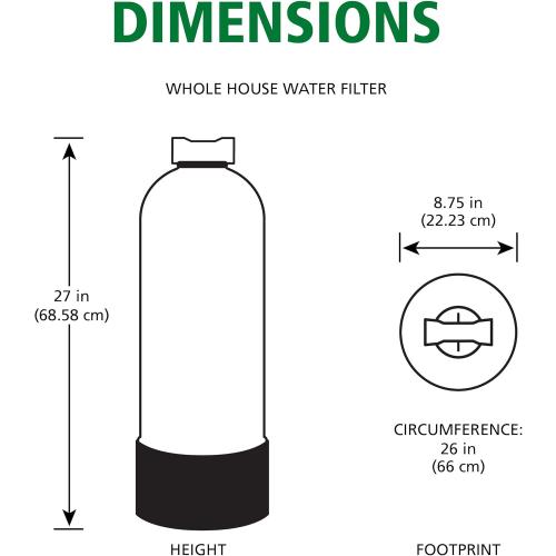 AO Smith Whole House Water Filter System - Whole Home Filtration for Well & City Water - Filters 96.9% of Chlorine Taste & Odor - 6 yr, 600,000 Gl, AO-WH-Filter