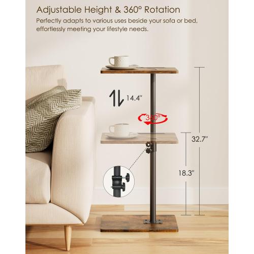Masupu Sofa Arm Tray Table (Rustic Brown)