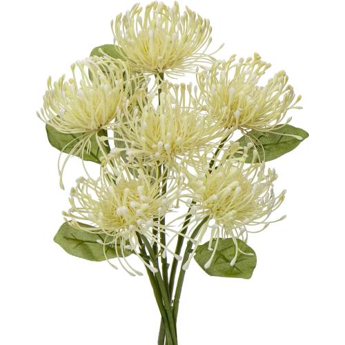 Briful 6PCS Artificial Chrysanthemum Spring Flowers 4'' Fake Pincushion Flower Large Spider Mums Flowers for Home Vase Décor Centerpiece Wedding Bouquet (Green White)