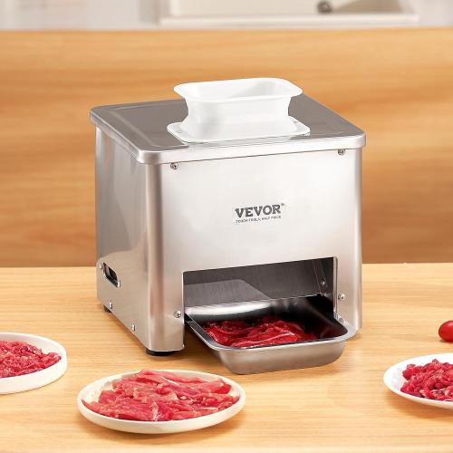 VEVOR Meat Cutter Machine, 550W Meat Slicer, 350 lb/h Commercial Meat Cutting Machine, Stainless Steel, 3.5 mm Thickness, Electric Food Cutting Slicer for Home Kitchen, Restaurant, Supermarket