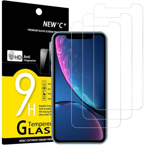 NEW'C 3 Pack Designed for iPhone 11 and iPhone XR Screen Protector (6.1), Enhanced Tempered Glass Protection, Case Friendly Anti Scratch Bubble Free Ultra Resistant