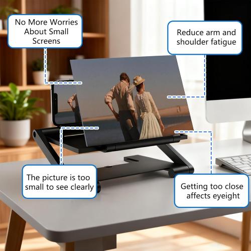 Mobile Phone Magnifier Screen,2026 New 3D HD Mobile Phone Magnifier Projector Screen Portable Foldable Phones Screen Amplifier Screens Enlarger for Movies Videos,Supports All Smartphones