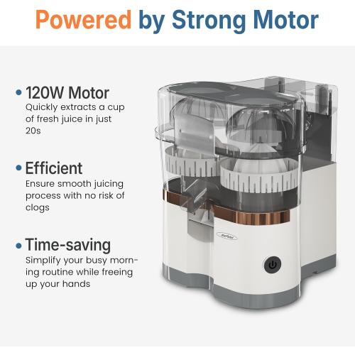 Sunvivi Dual Head Electric Citrus Juicer, Plug-in Model Juicer Machine with Power Cord & Cleaning Brush, Portable Lemon Squeezer for Fresh Orange, Lemon, Lime, Kiwi, Grapefruit, Easy to Clean & Use