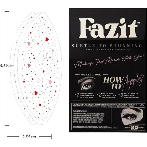 Fazit Makeup Patches - Sweetheart Eye Speckles - Glow Up Make-Up Patches - Cute Glitter Makeup Accessories for Women - Cosmetic Glitter for Face