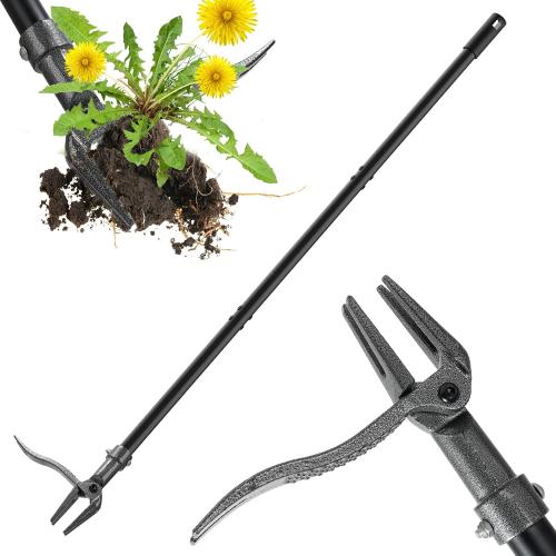 Weed Puller Tool, Heavy-Duty Weeder 3-Section Steel Stand Up Weed Puller, 46 Adjustable Handle Weeding Tool for Effortless No Bending Root Removal of Dandelions, Thistles & Crabgrass