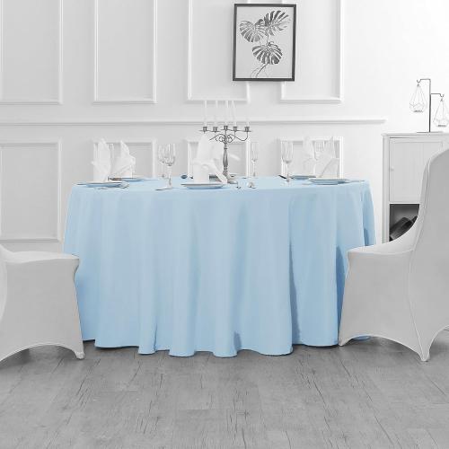 Fokitut 2 Pack Waterproof Round Tablecloth, 120 Inch, Stain Resistant and Wrinkle Polyester Table Cloth, Fabric Table Cover for Kitchen Dining, Wedding, Party, Holiday Dinner-Blue Mist