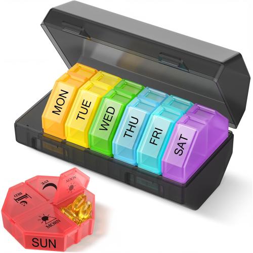 Weekly Pill Organizer 4 Times a Day, Large Pill Box 7 Day Daily Pill Case