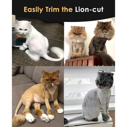 oneisall Quiet Cat Clippers for Matted & Long Hair, 2-Speed Cordless Pet Shaver Grooming Kit for Cats, Small Dogs & Animals (Black)