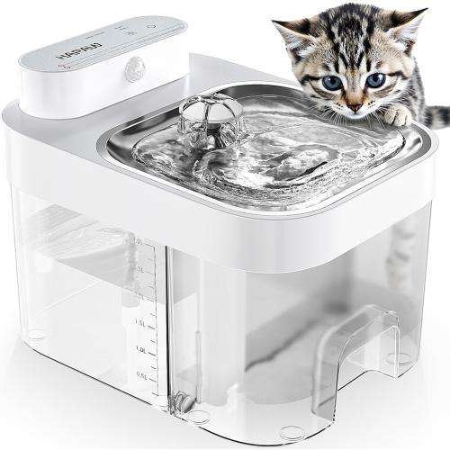 Cat Water Fountain, Wastewater Separation & No Filter Cotton, Pet Water Dispenser with 101oz/3L Large Capacity Tank, Wireless Automatic Water Fountains for Cats Indoor Cat Watering Supplies