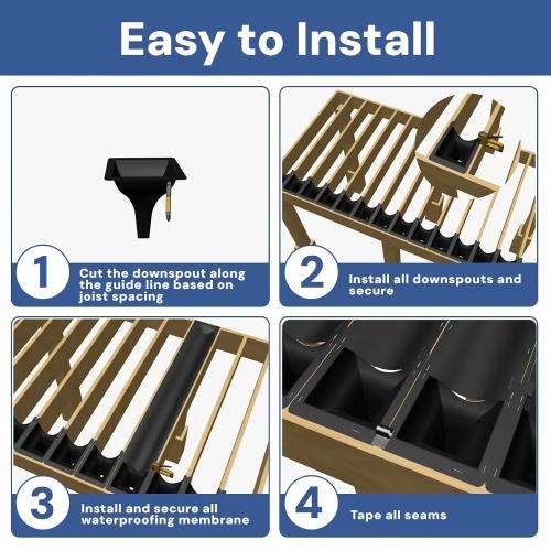 2 Rolls 50FT Black Waterproofing Membrane Black for Under Deck Drainage System, HDPE Deck Membrane Use for 16 Joist Spacing DE02 (50ft x 16/2 Roll)