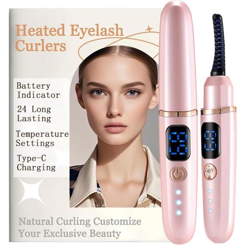 Heated Eyelash Curlers with Battery Indicator, Electric Eyelash Curler 3 Temperature Modes LED Display USB Rechargeable Makeup Tools, Heated Lash Curler Ideal Christmas Gift for Women FEN619