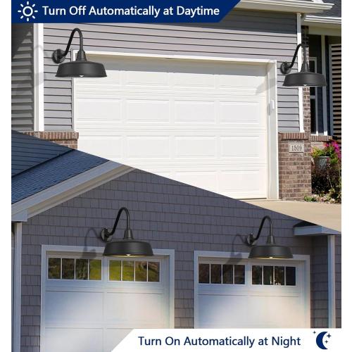 21 Large Outdoor Gooseneck Barn Lights Dusk to Dawn - Classic Farmhouse Light Fixtures with Extended Arms for Garage, Front Door, Porch Lights 2-Pack.