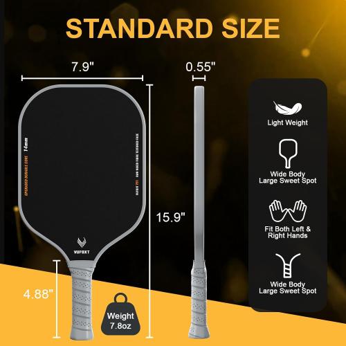 Pickleball Paddles Set of 2/4, USAPA Approved Carbon Fiber Surface Pickle Ball Set - 14mm PP Honeycomb Core of Lightweight Pickleball Rackets -Suitable for Beginners' Training and Game（Blue）