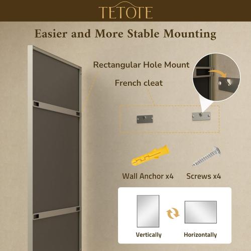 TETOTE Brushed Nickel Mirror 22 x 30 Rectangle Beveled Frame Bathroom Vanity Mirror for Over Sink Brushed Nickel, Tempered Glass, Stronger Frame, Modern Farmhouse Bedroom, Entryway