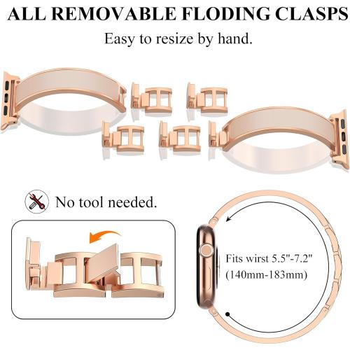 WINGLE Slim Watch Bands for Apple Watch Band Women 38mm 40mm 41mm 42mm 44mm 45mm 46mm Series 11 10 SE 3/2/1 Jewelry Dressy Bracelet Thin Metal Strap Designer Luxury Bangle for iWatch 9/8/7/6/5/4/3/2/1