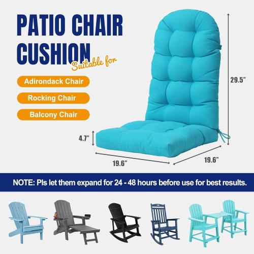 YEFU Adirondack Chair Cushion, Rocking Chair Cushions High Back, Thickened Patio Chair Pad for Indoor and Outdoor, 49x20x4.7 Inch, Aruba Blue