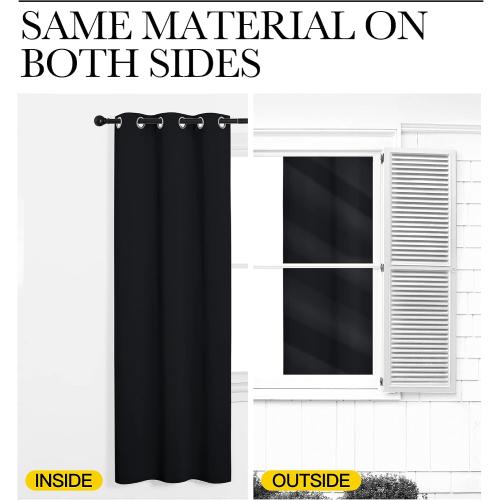 NICETOWN Halloween Pitch Black Solid Thermal Insulated Grommet Blackout Curtains/Drapes for Bedroom Window (2 Panels, 42 inches Wide by 63 inches Long, Black)