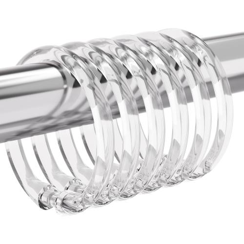 Amazer Plastic Shower Curtain Rings, 12 Pcs Clear Shower Curtain Hooks, O Shape Shower Curtain Hooks Rings, Easy to Snap Closure Shower Hooks for Shower Curtain and Liner Bathroom