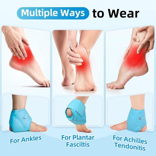 Comfytemp Ankle Ice Pack Wrap for Plantar Fasciitis, Swelling, Foot Pain Relief, FSA Eligible HSA, Gel Packs for Injuries Reusable, Hot Cold Compress for Achilles Tendonitis, Sprained Ankles, 2 Packs