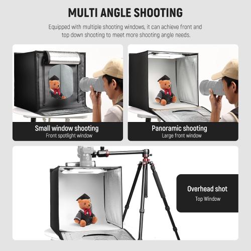 NEEWER 50W Upgraded Photo Studio Light Box, 24x24 Portable Folding Photography Lightbox, 4 Backdrops, 5600K 160 LEDs 5200lx/0.5m Dimmable Picture Booth Shooting Tent for Jewelry Electronics, LP60